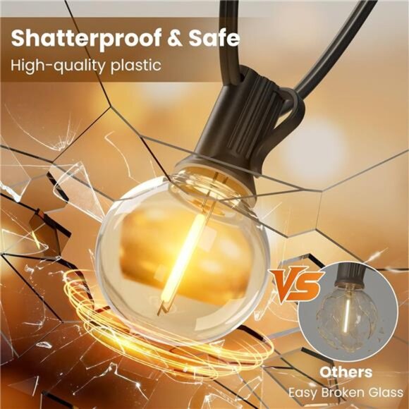 Outdoor String Lights 50ft, G40 Led Patio Globe Lights with 26pcs Bulbs - Picture 4 of 7